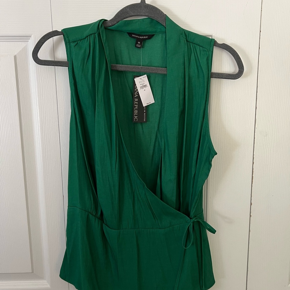 Banana Republic tie front Green Women's Top